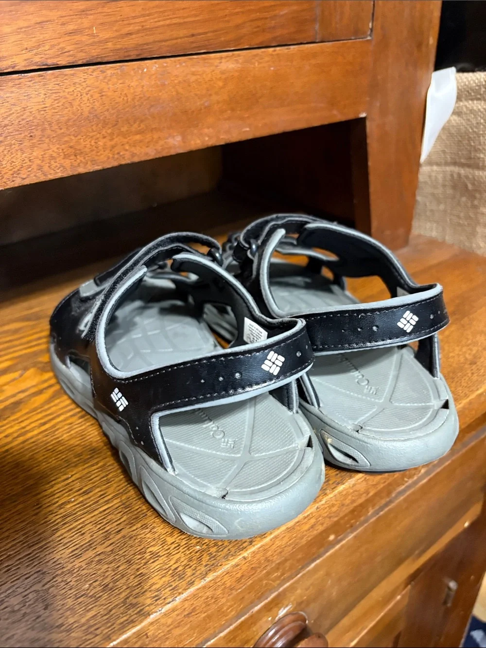 Columbia Black and Gray Kids' Adjustable Outdoor Sandals